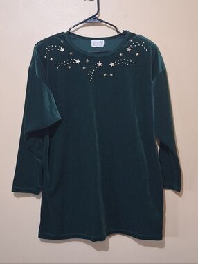 Vintage 80's Emerald Green Embellished Top